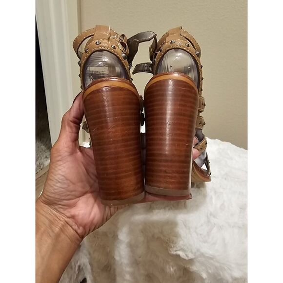 Sam Edelman Stacked Heel Studded Sandals Heels Size 7.5 - Picture 4 of 10